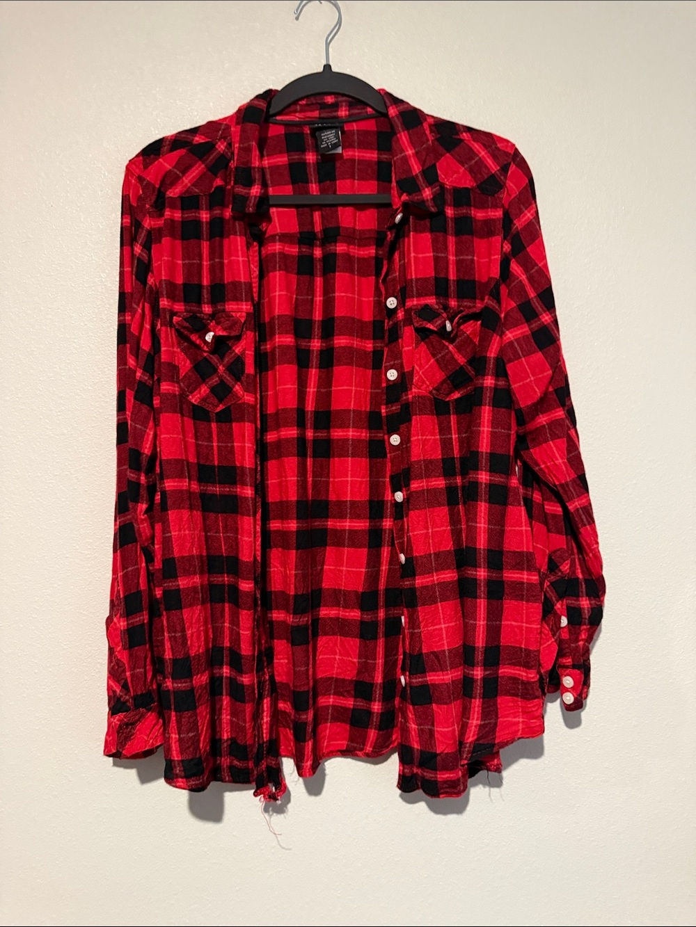 torrid Red and Black Plaid Button-Down Shirt